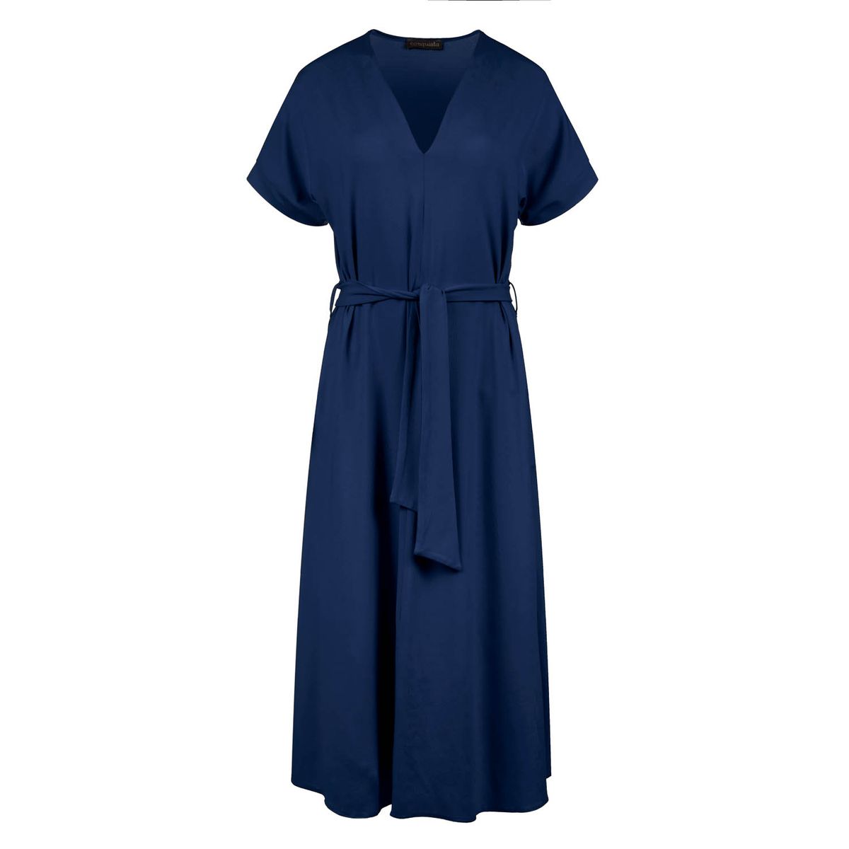 V-Ausschnitt Jersey-Midikleid mit Gürtel