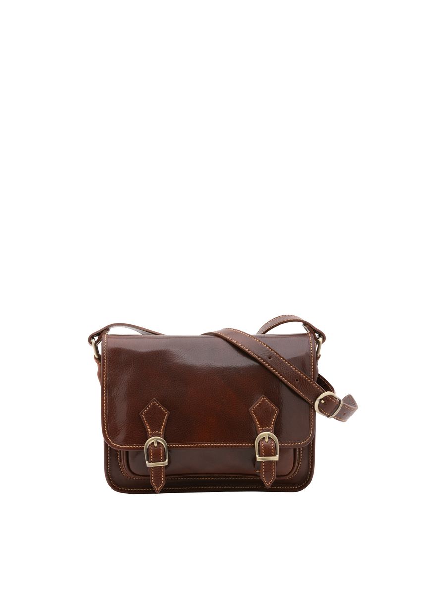 Klassische Satchel-Schultertasche aus Leder