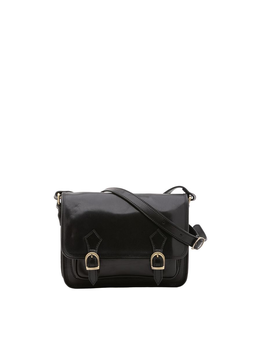 Klassische Satchel-Schultertasche aus Leder