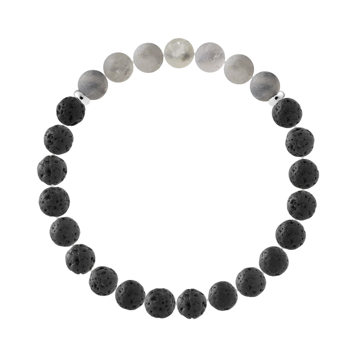 Armband aus Lavastein und Quarz