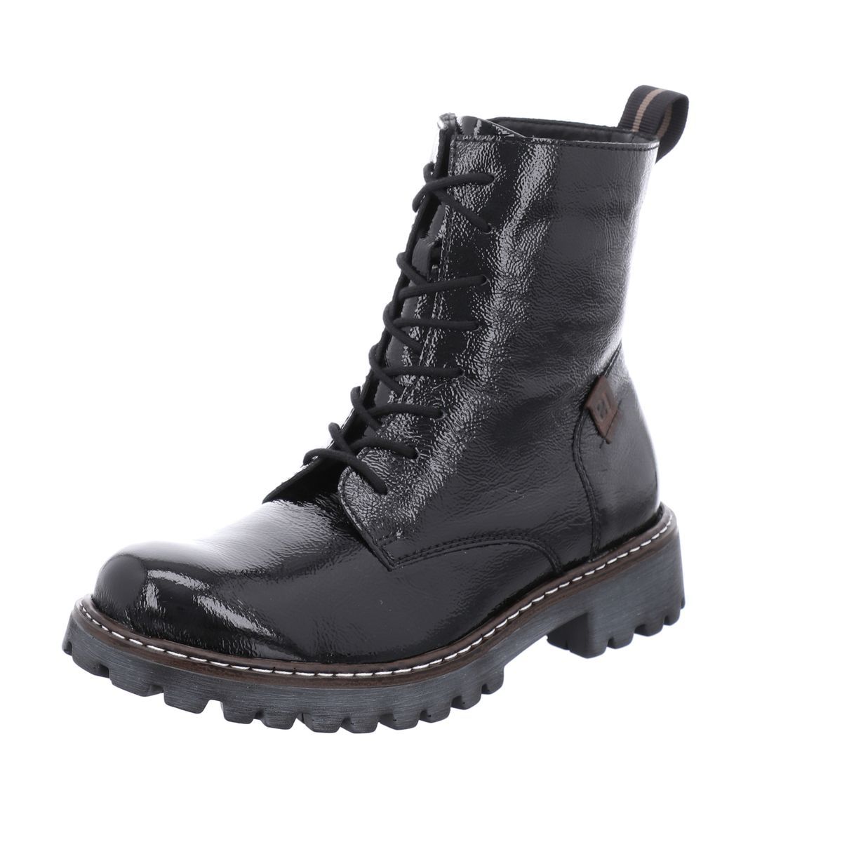 Schnürstiefelette aus Lackleder