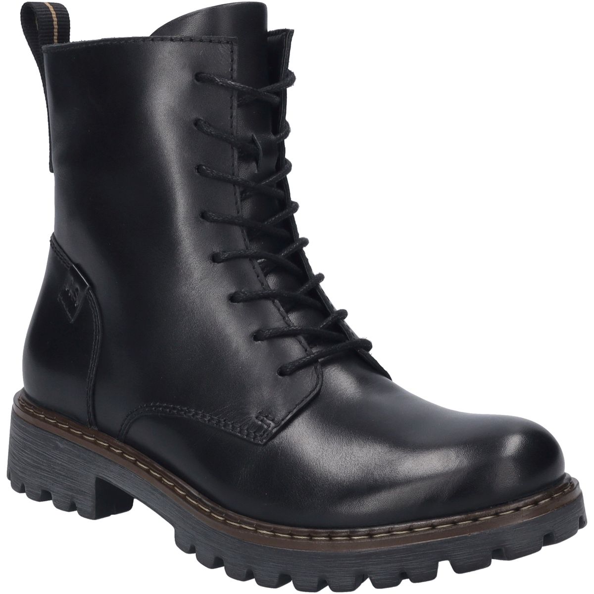 Schnürstiefelette aus Lackleder