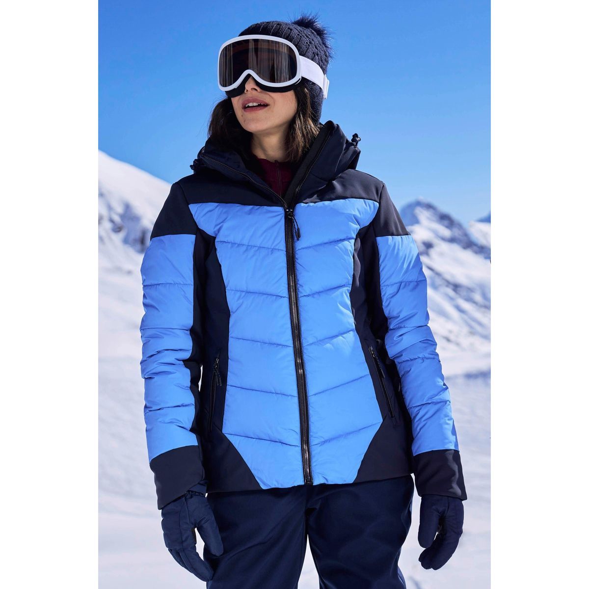 Wattierte Color-Block Performance Skijacke
