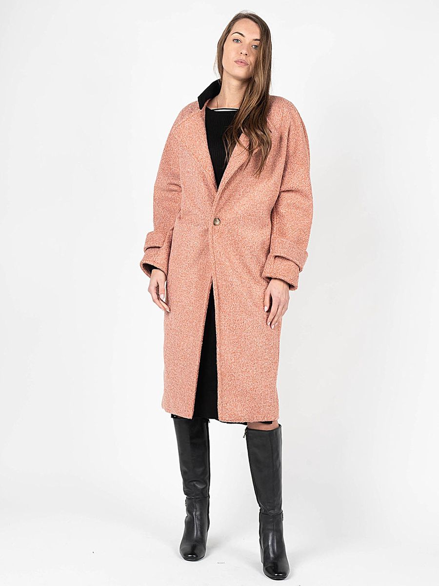 Strukturierter Oversize-Mantel mit Kontrastkragen