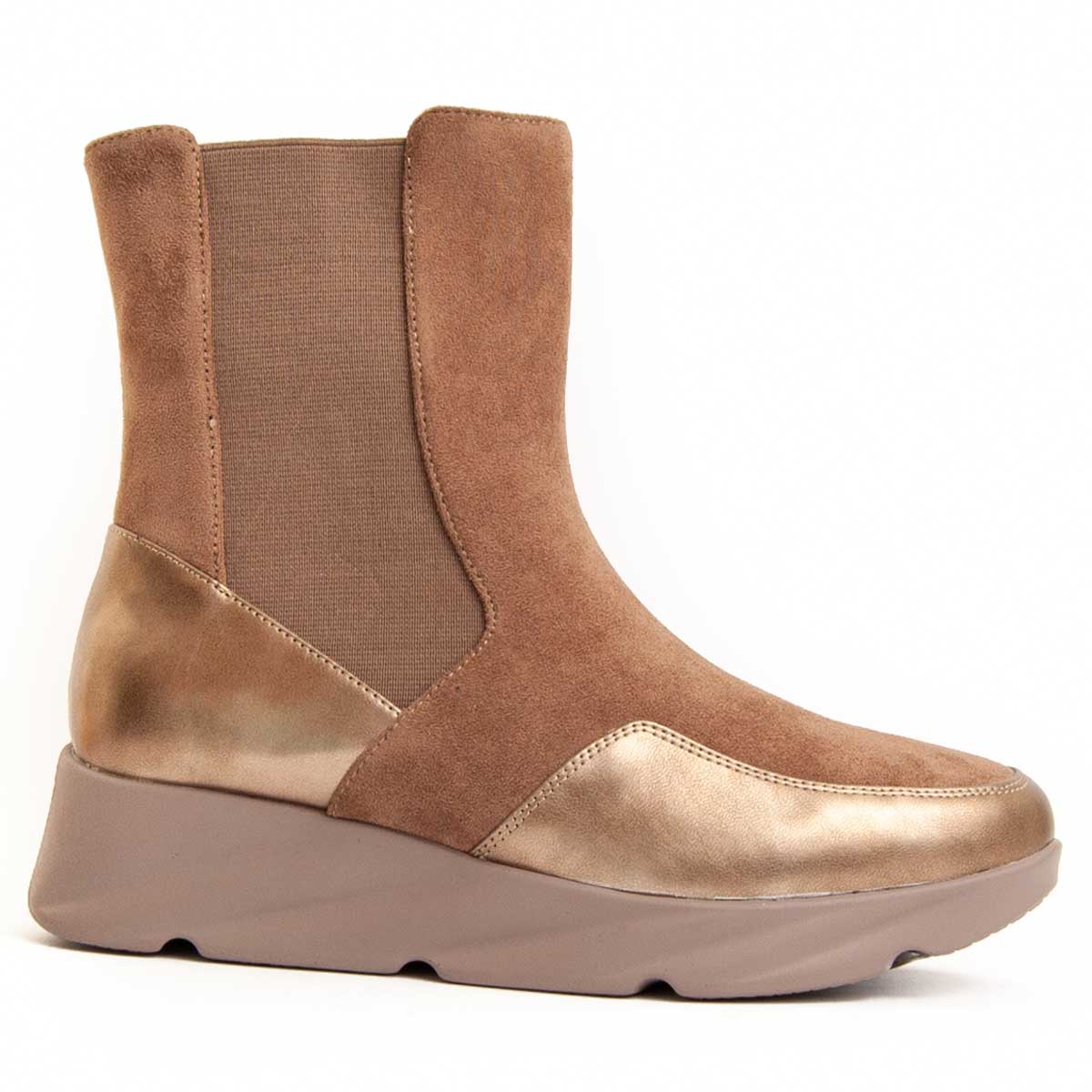Keil-Stiefelette im Materialmix