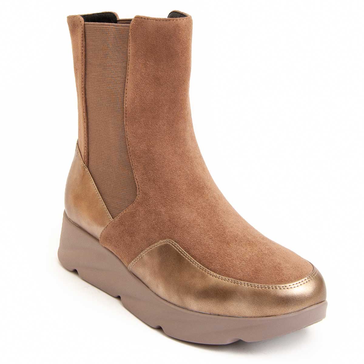 Keil-Stiefelette im Materialmix