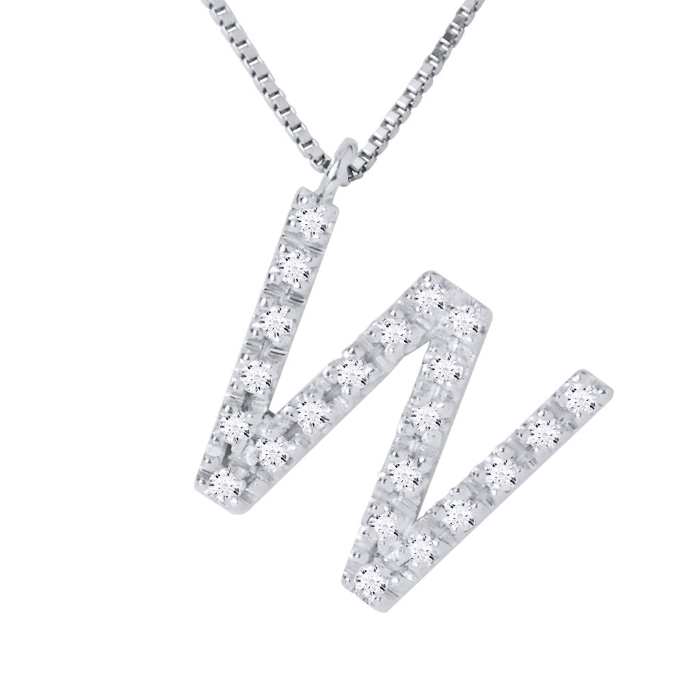 Diamantbesetzte Halskette Buchstabe W