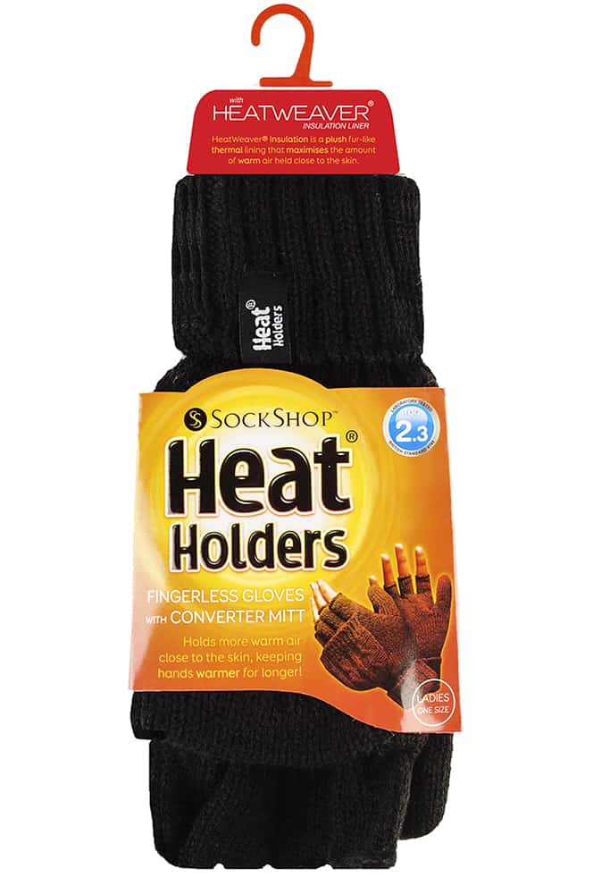 Thermogestrickte Klappfäustlinge mit Zopfmuster
