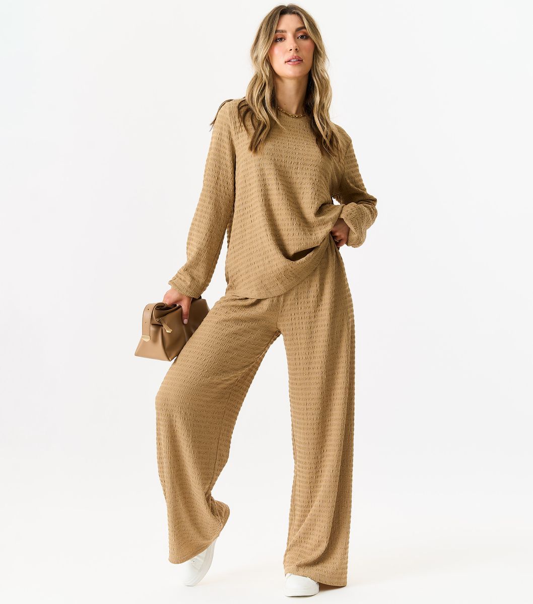 Strukturiertes Oversized-Oberteil mit Langarm