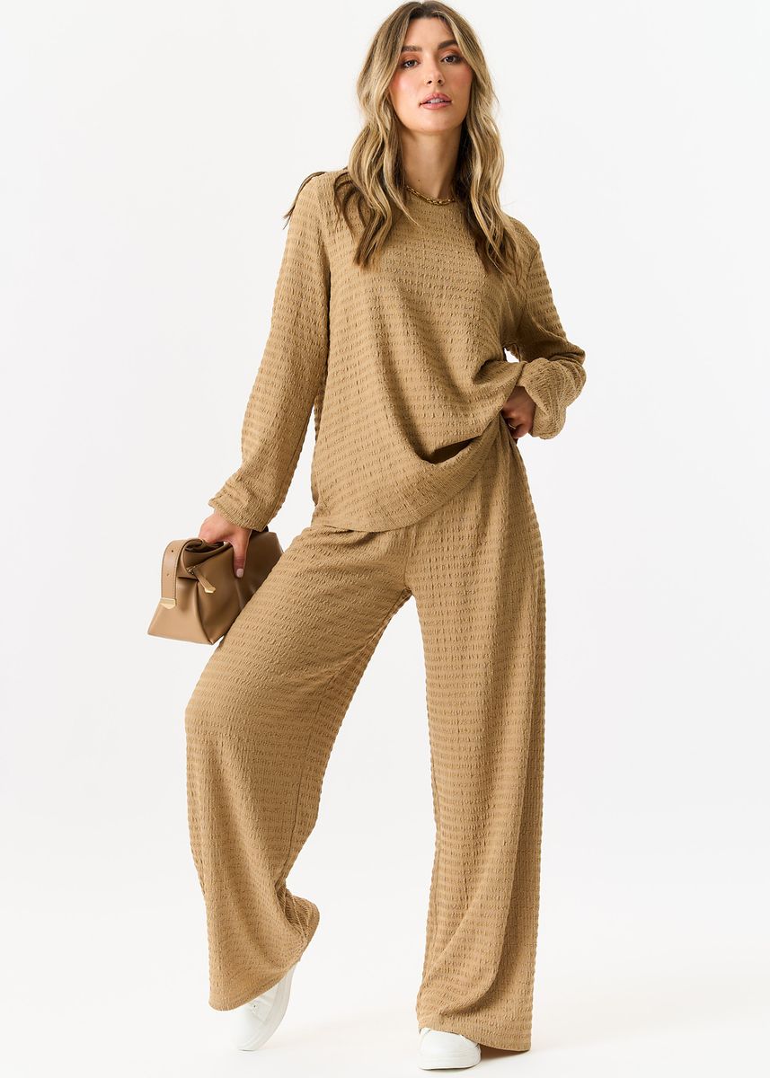 Strukturiertes Oversized-Oberteil mit Langarm