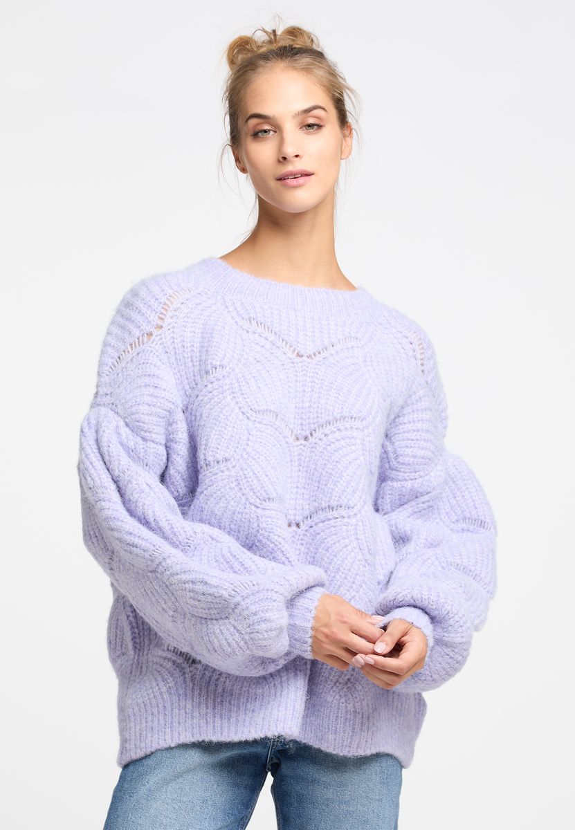 Strukturierter Oversize-Strickpullover mit Muschelmuster