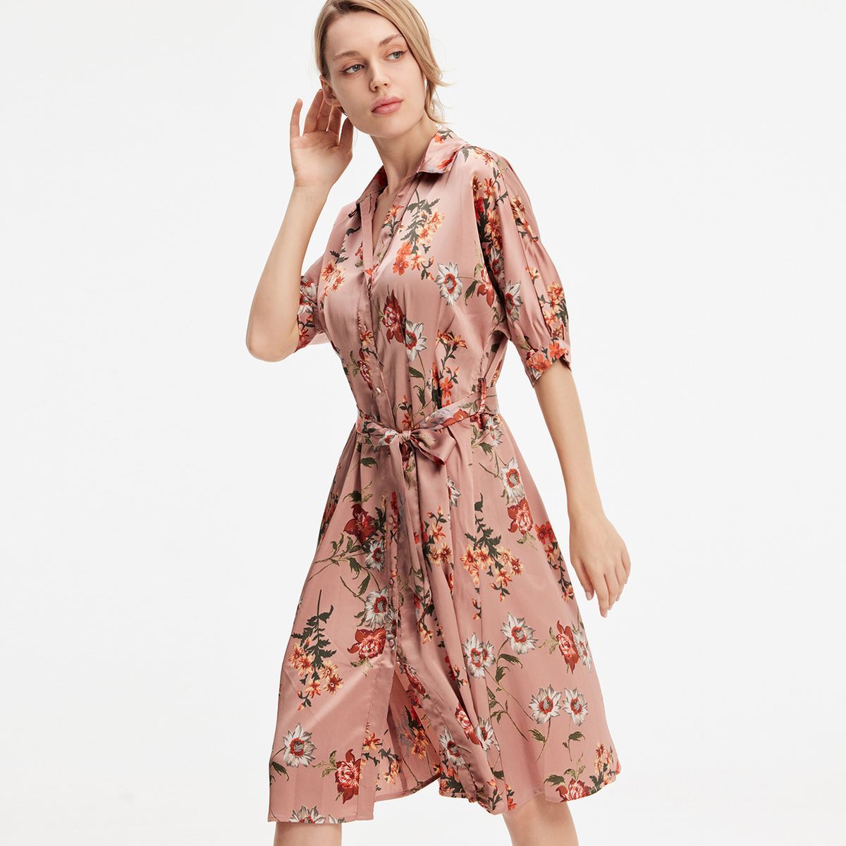 Satin-Hemdkleid mit floralem Print
