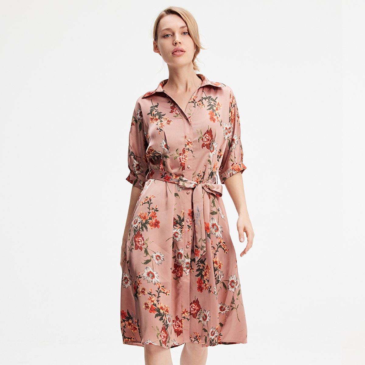 Satin-Hemdkleid mit floralem Print