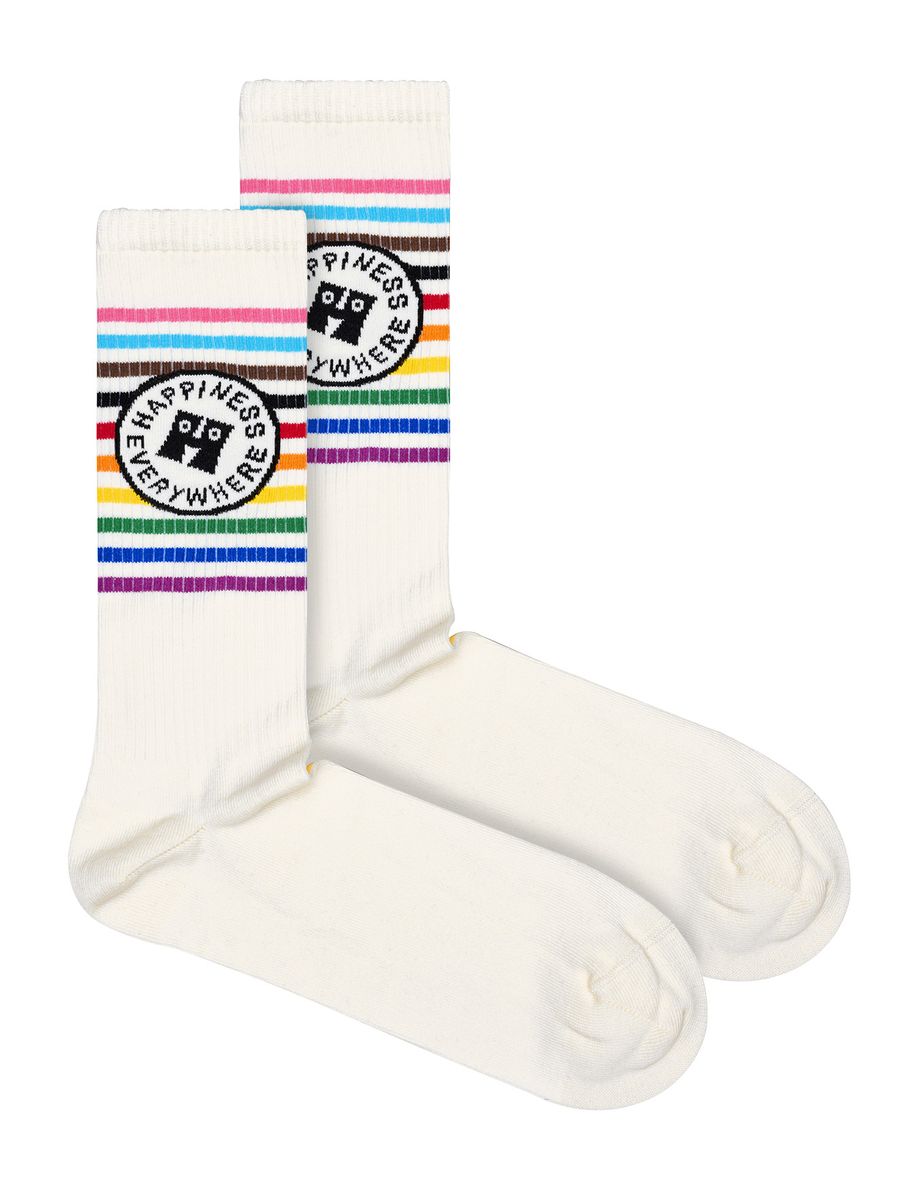 Pride-Socken mit bunten Regenbogenstreifen