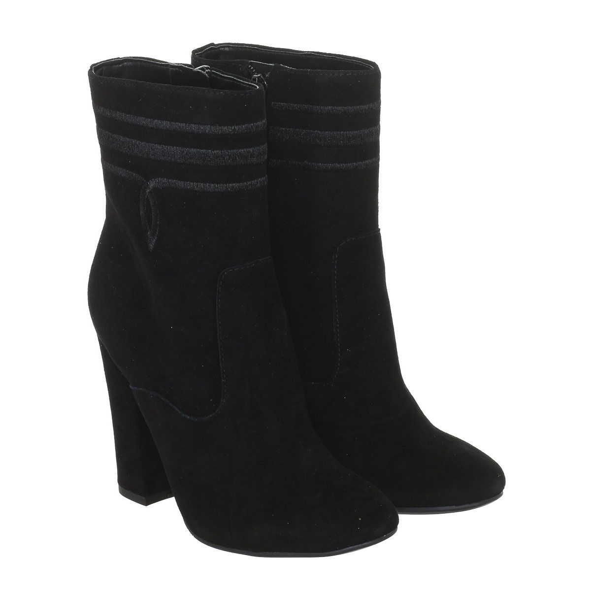 Stiefeletten mit Blockabsatz und runder Kappe