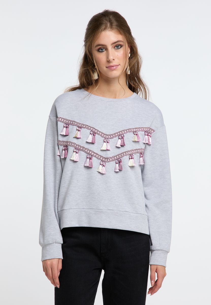 Boho-Sweatshirt mit Quastenverzierung