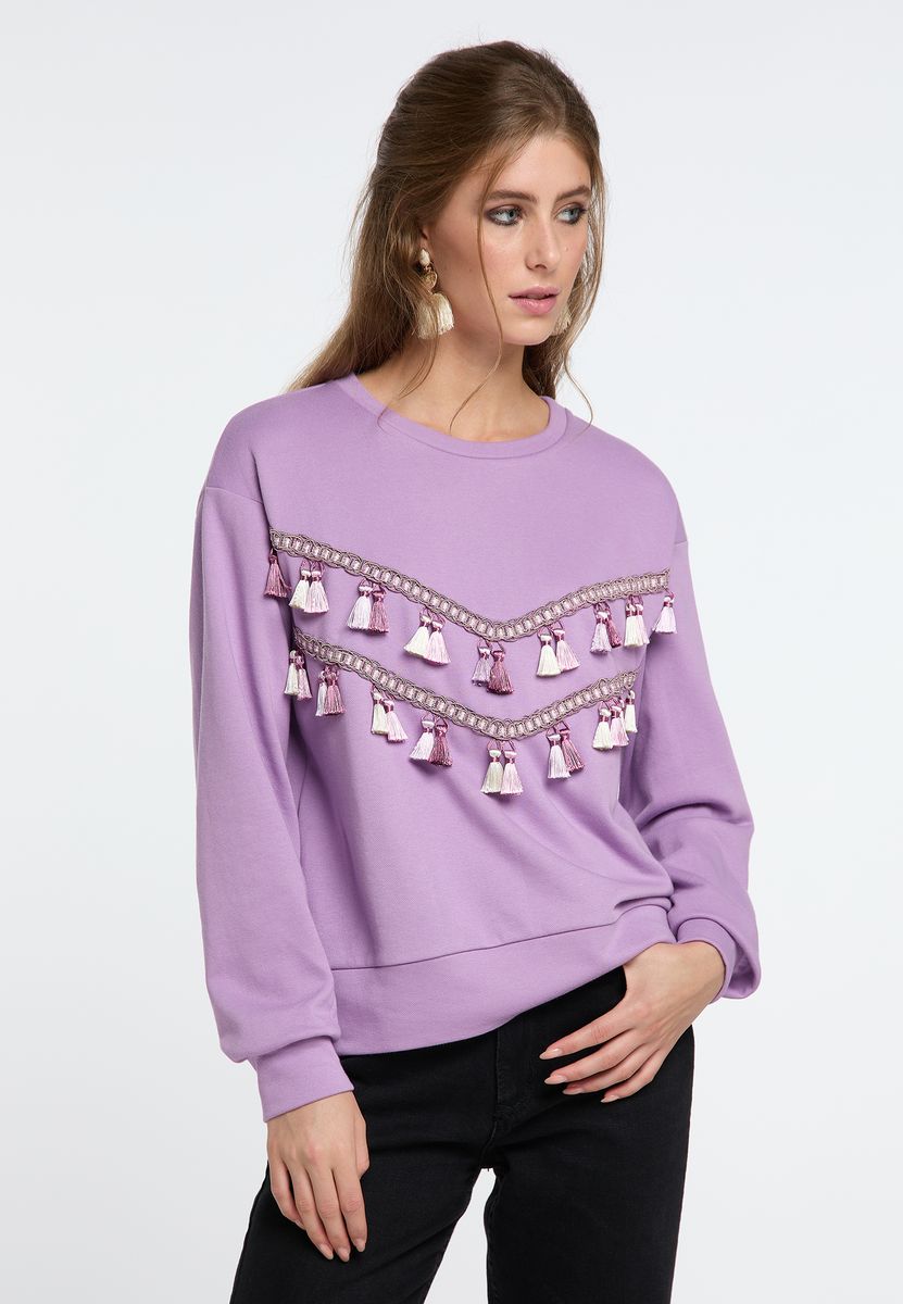 Boho-Sweatshirt mit Quastenverzierung