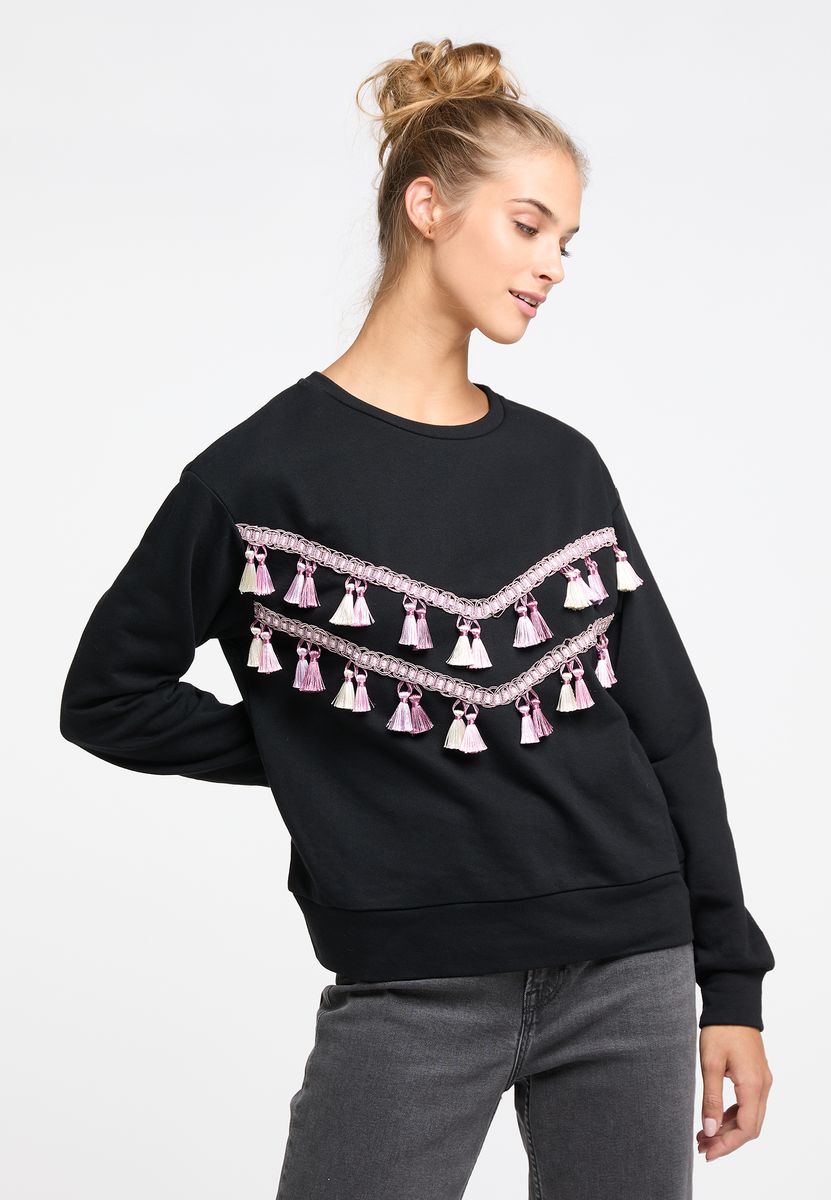 Boho-Sweatshirt mit Quastenverzierung