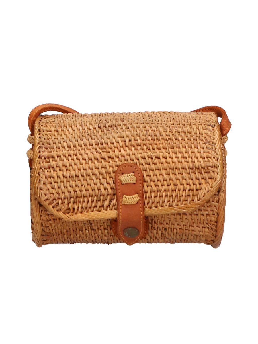 Handgeflochtene Rattan-Box-Umhängetasche