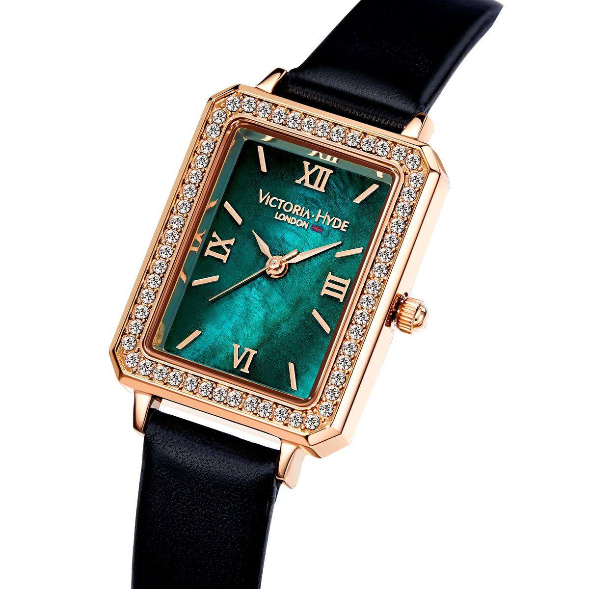 Elegante rechteckige Uhr mit Kristallen