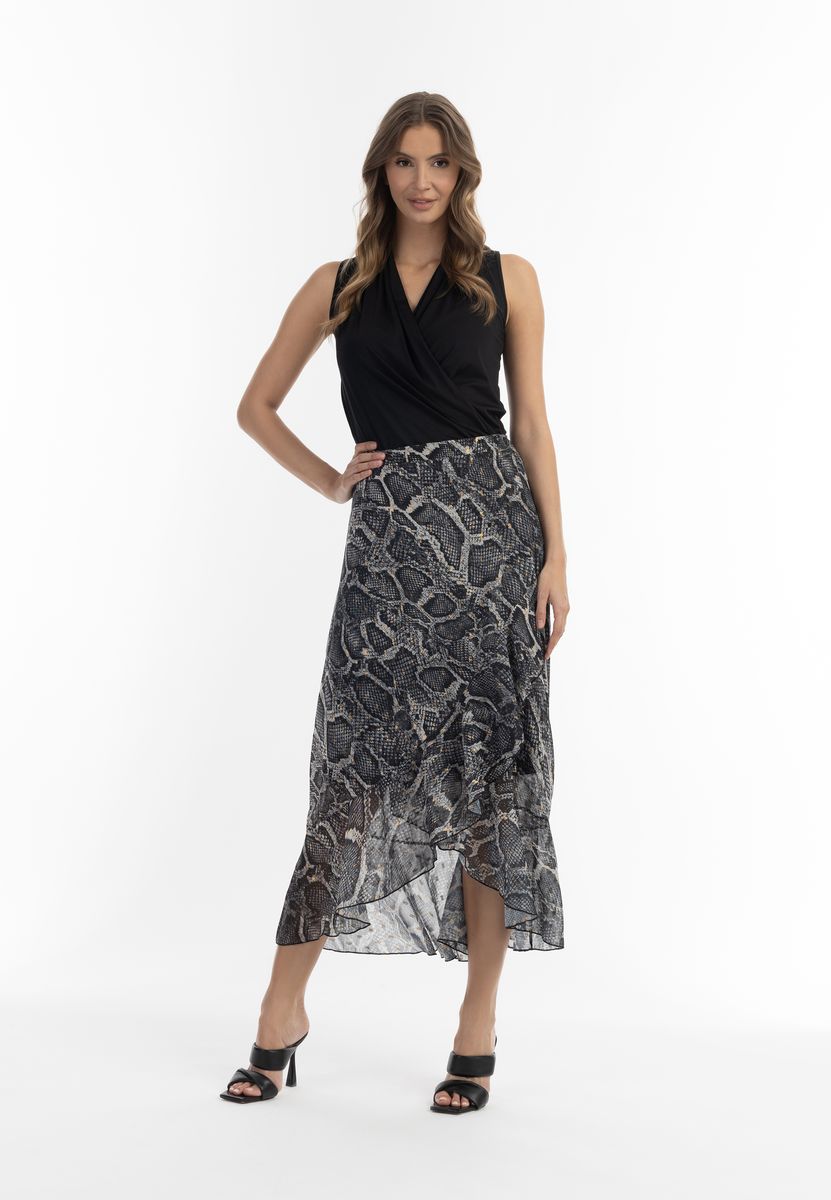 Asymmetrischer Midirock mit Python-Print