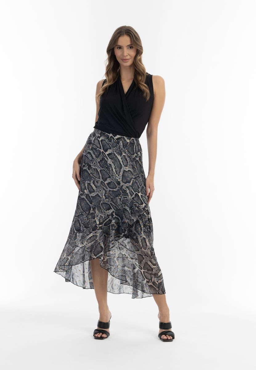 Asymmetrischer Midirock mit Python-Print