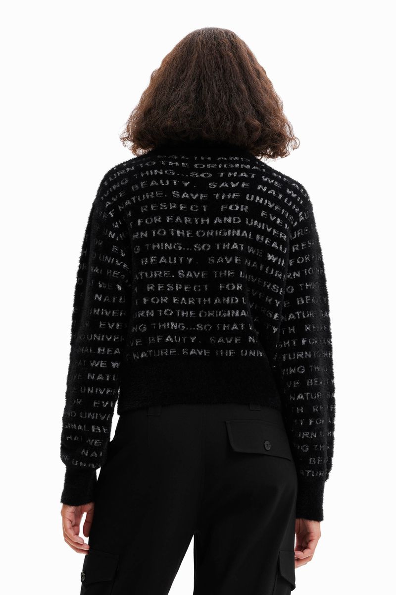Kurzer Pullover mit Slogan-Print