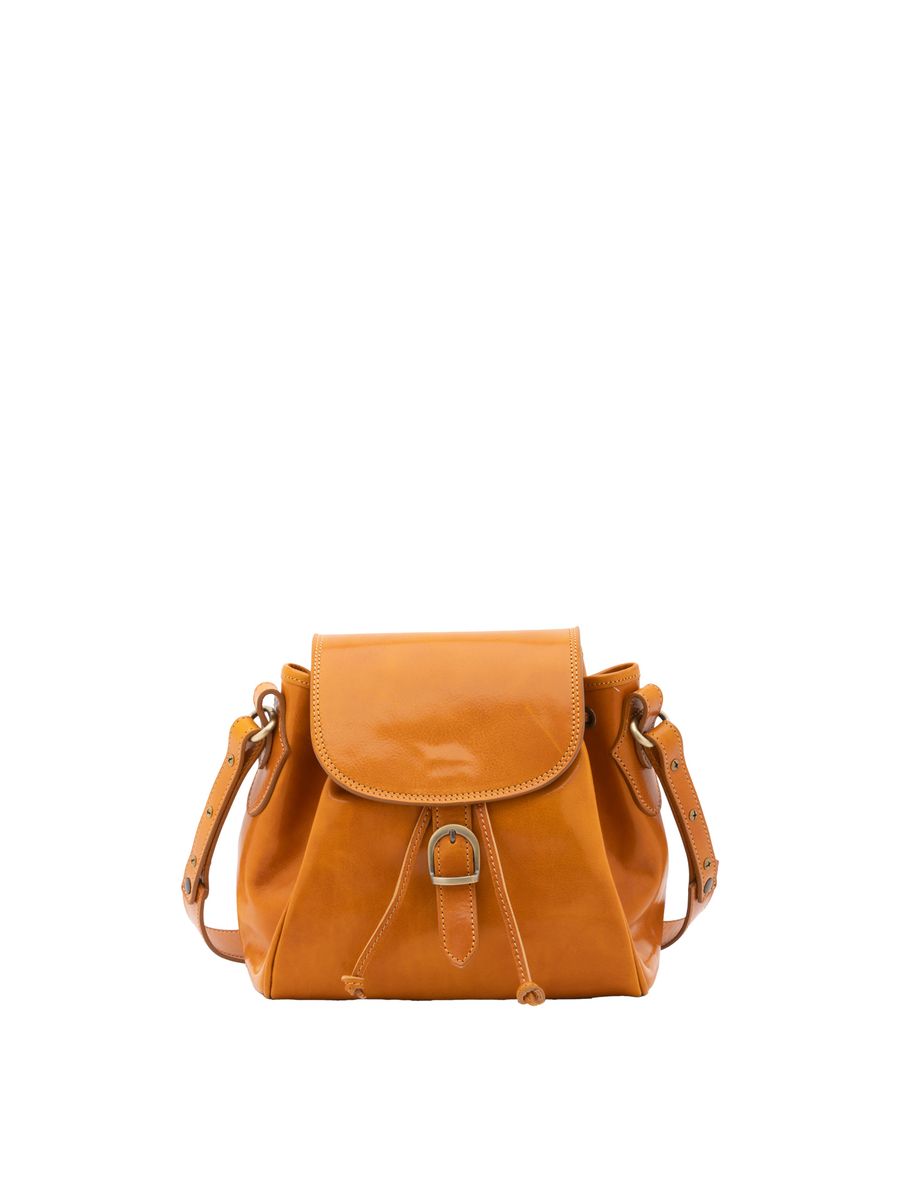Klassische Leder-Beuteltasche mit Kordelzug