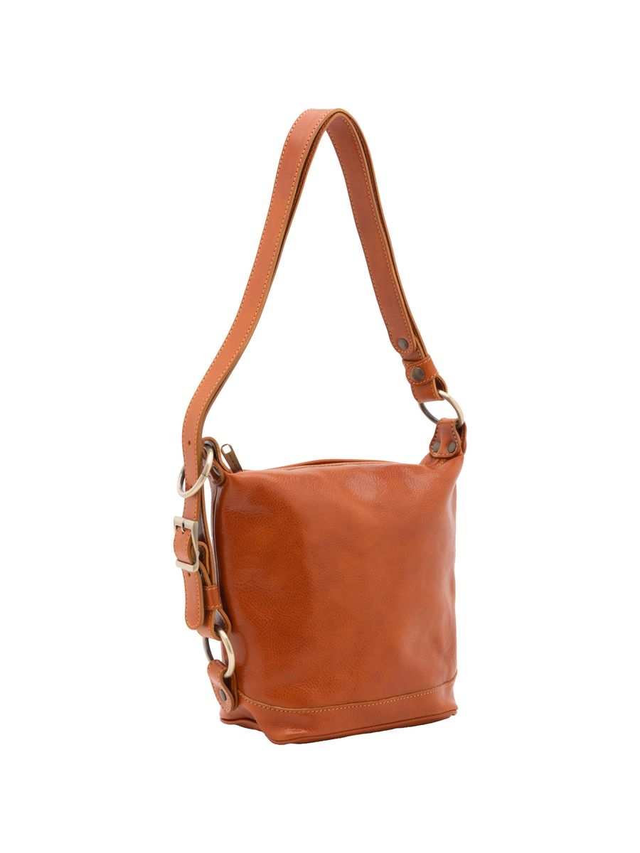Klassische Leder-Beuteltasche mit Kordelzug