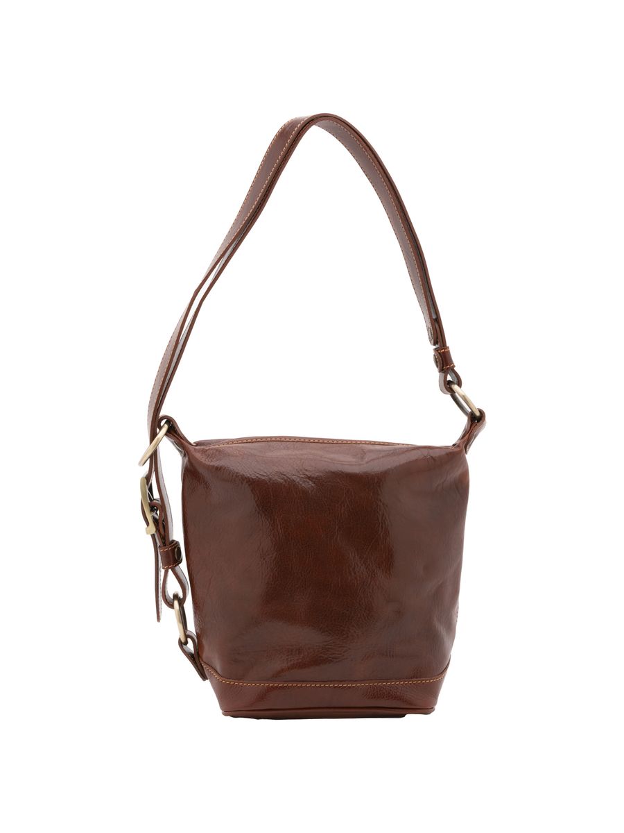 Klassische Leder-Beuteltasche mit Kordelzug