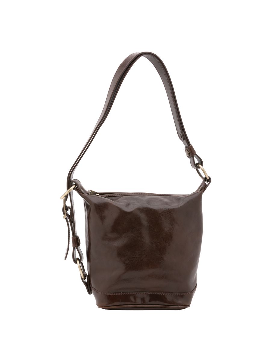 Klassische Leder-Beuteltasche mit Kordelzug