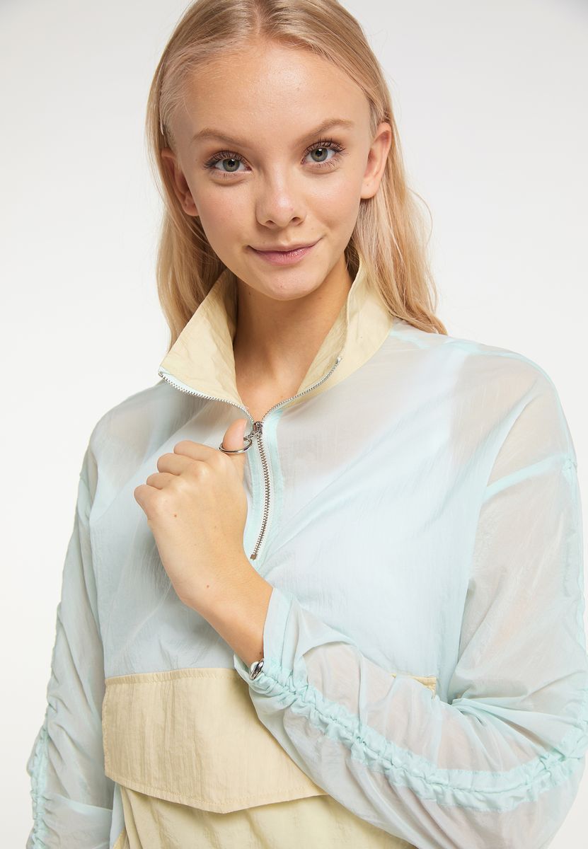 Cropped Transparente Half-Zip Windjacke