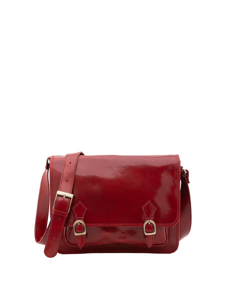 Klassische Leder-Satchel-Umhängetasche