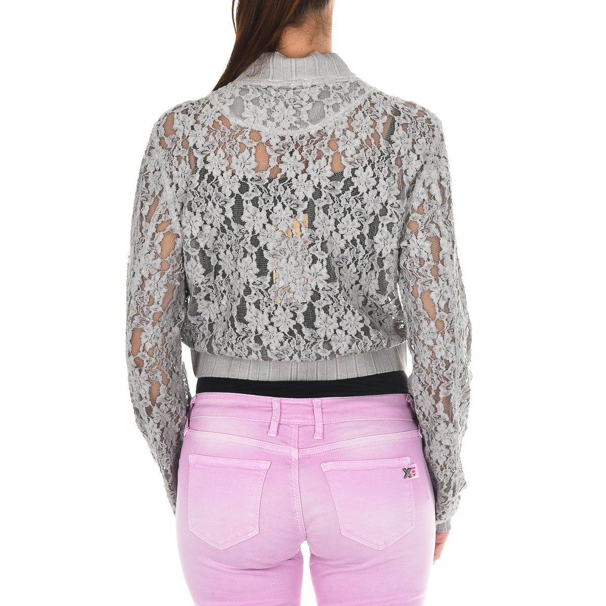 Transparente Bomberjacke aus Spitze