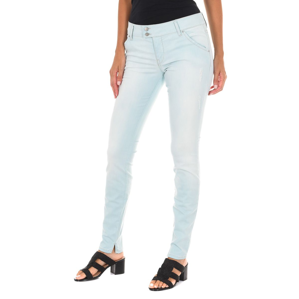 Skinny-Hose mit Chino-Taschen und niedrigem Bund