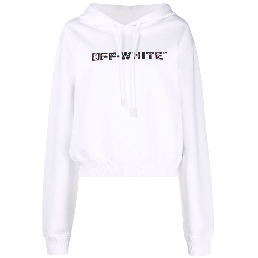 Kurzer Baumwoll-Hoodie mit Logo