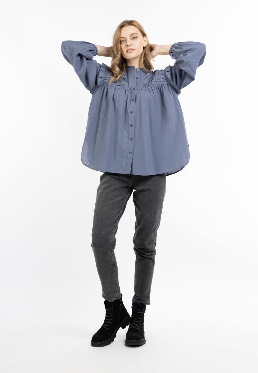 Vintage-Inspirierte Baumwollbluse mit Rüschen