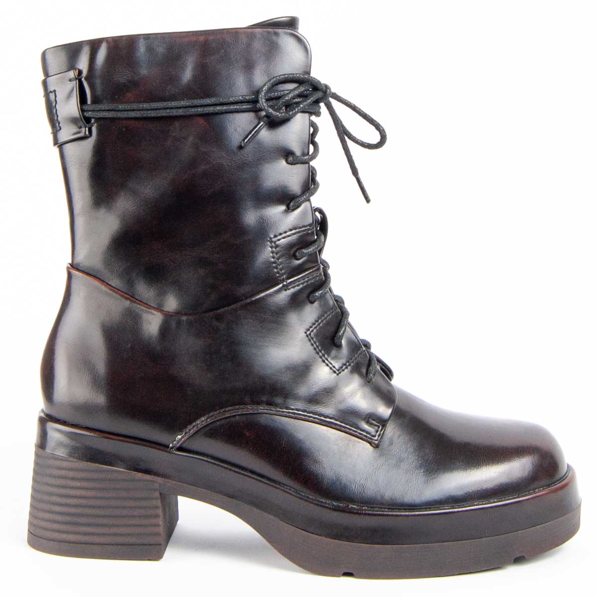 Markante Leder-Schnürstiefeletten mit Plateau