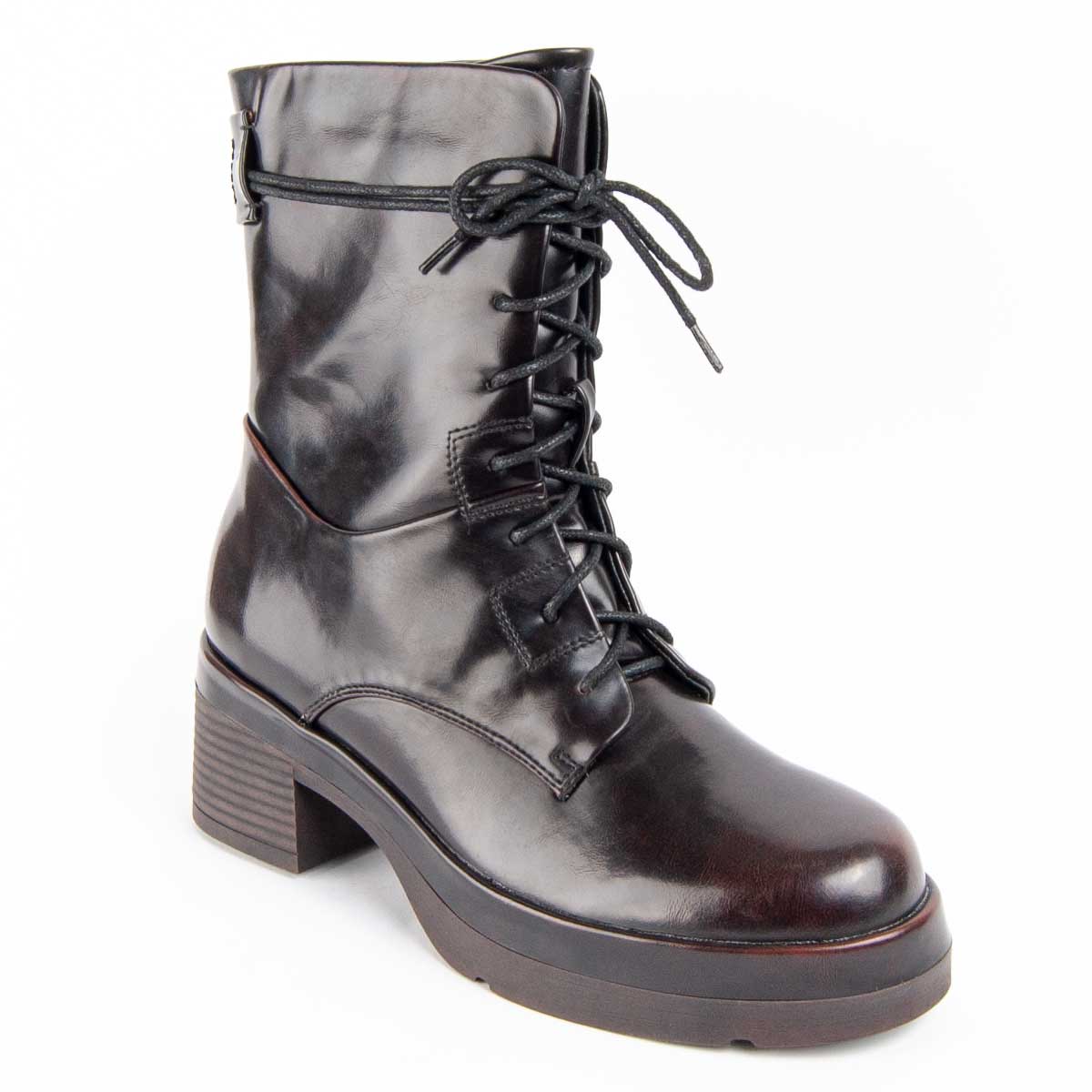 Markante Leder-Schnürstiefeletten mit Plateau