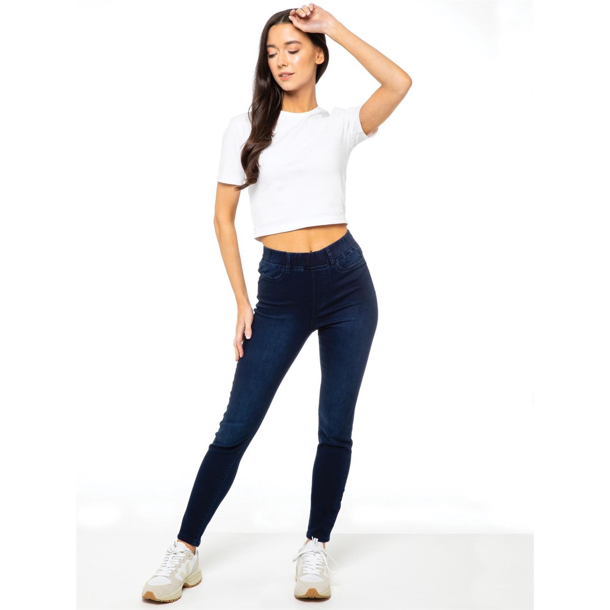 Skinny-Jeggings mit hohem Bund