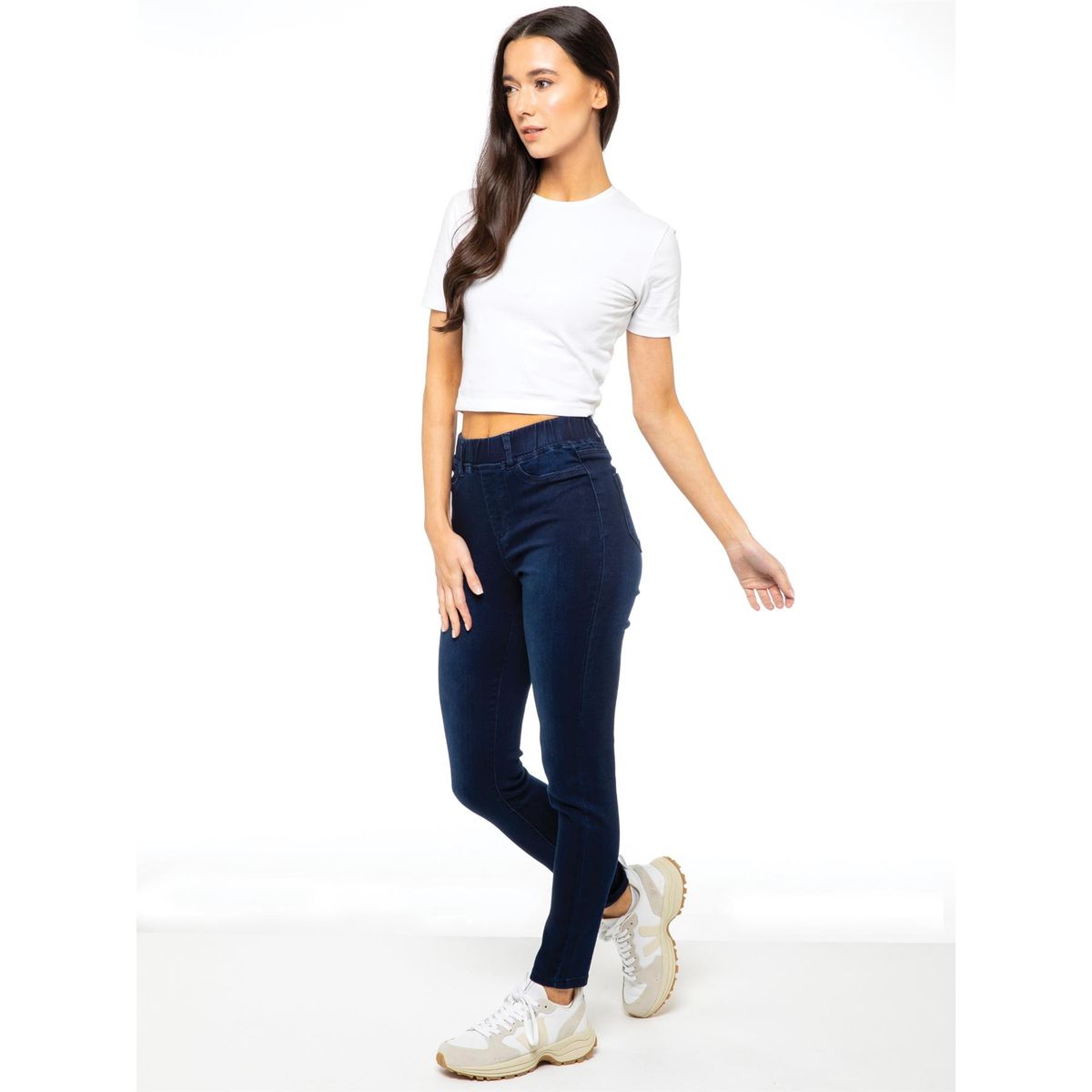 Skinny-Jeggings mit hohem Bund