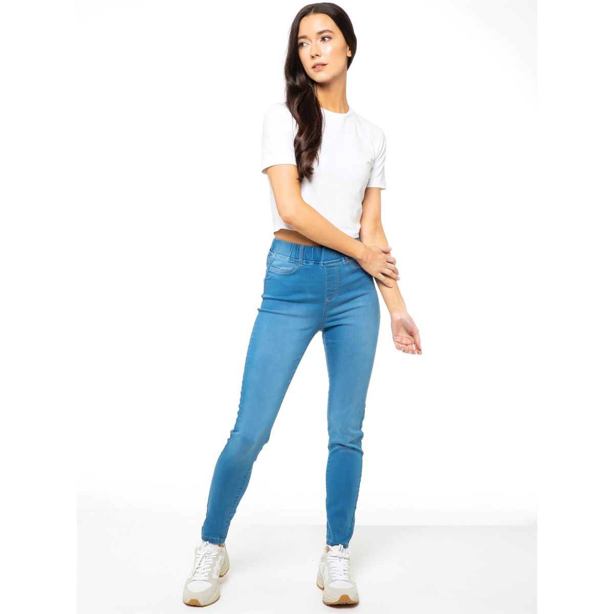 Skinny-Jeggings mit hohem Bund