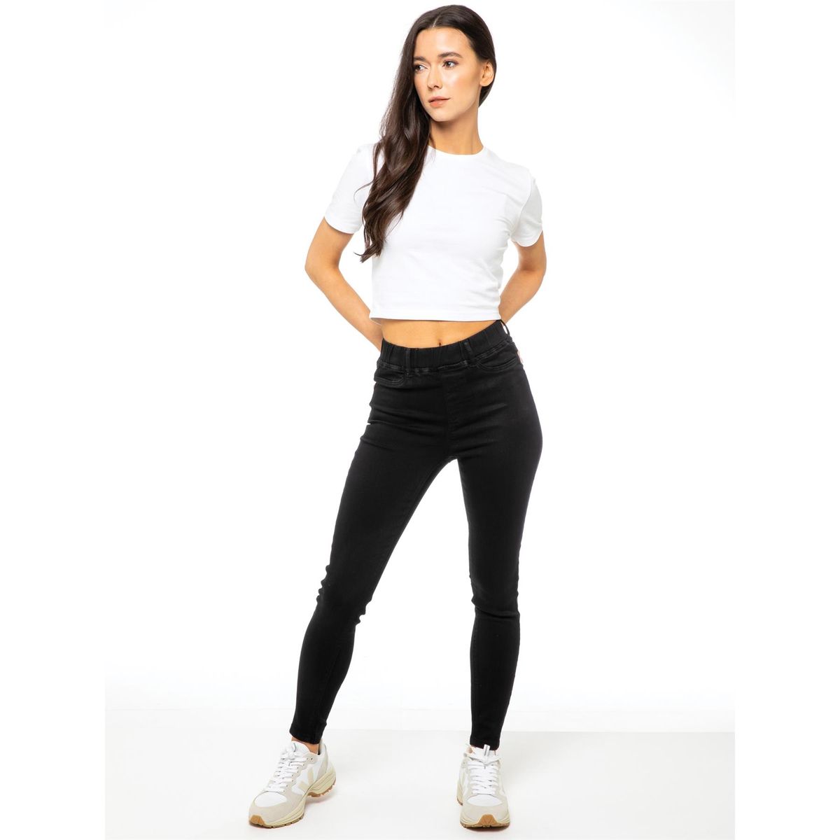 Skinny-Jeggings mit hohem Bund