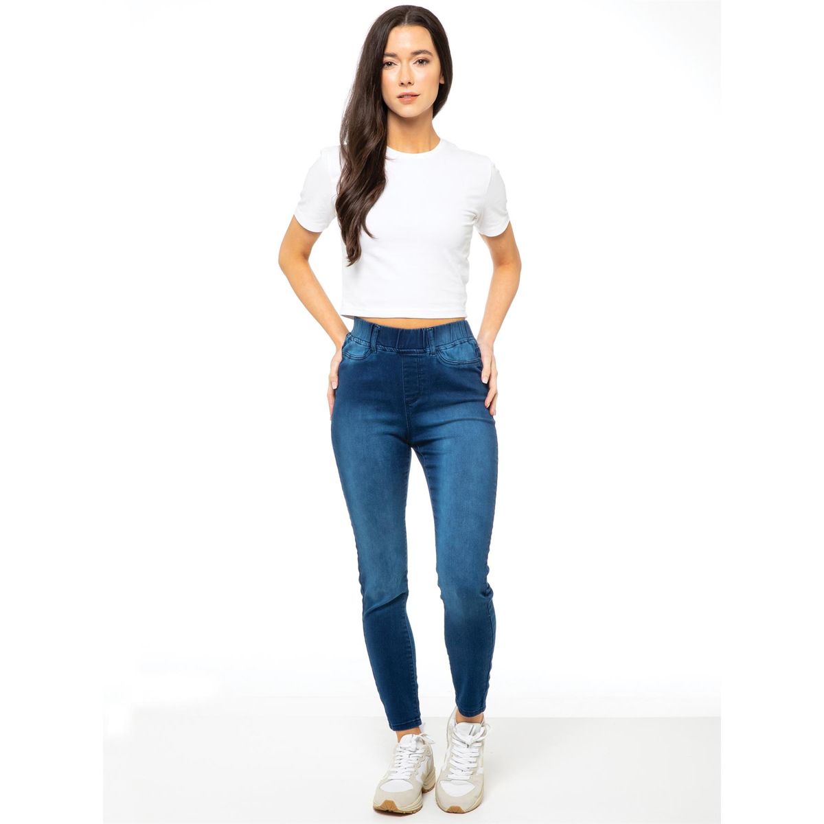 Skinny-Jeggings mit hohem Bund
