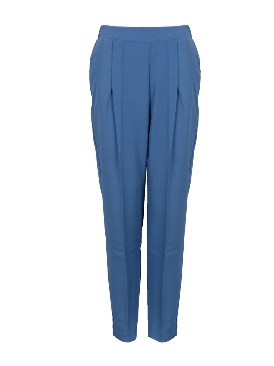 Taperierte Bundfaltenhose mit Gummizug