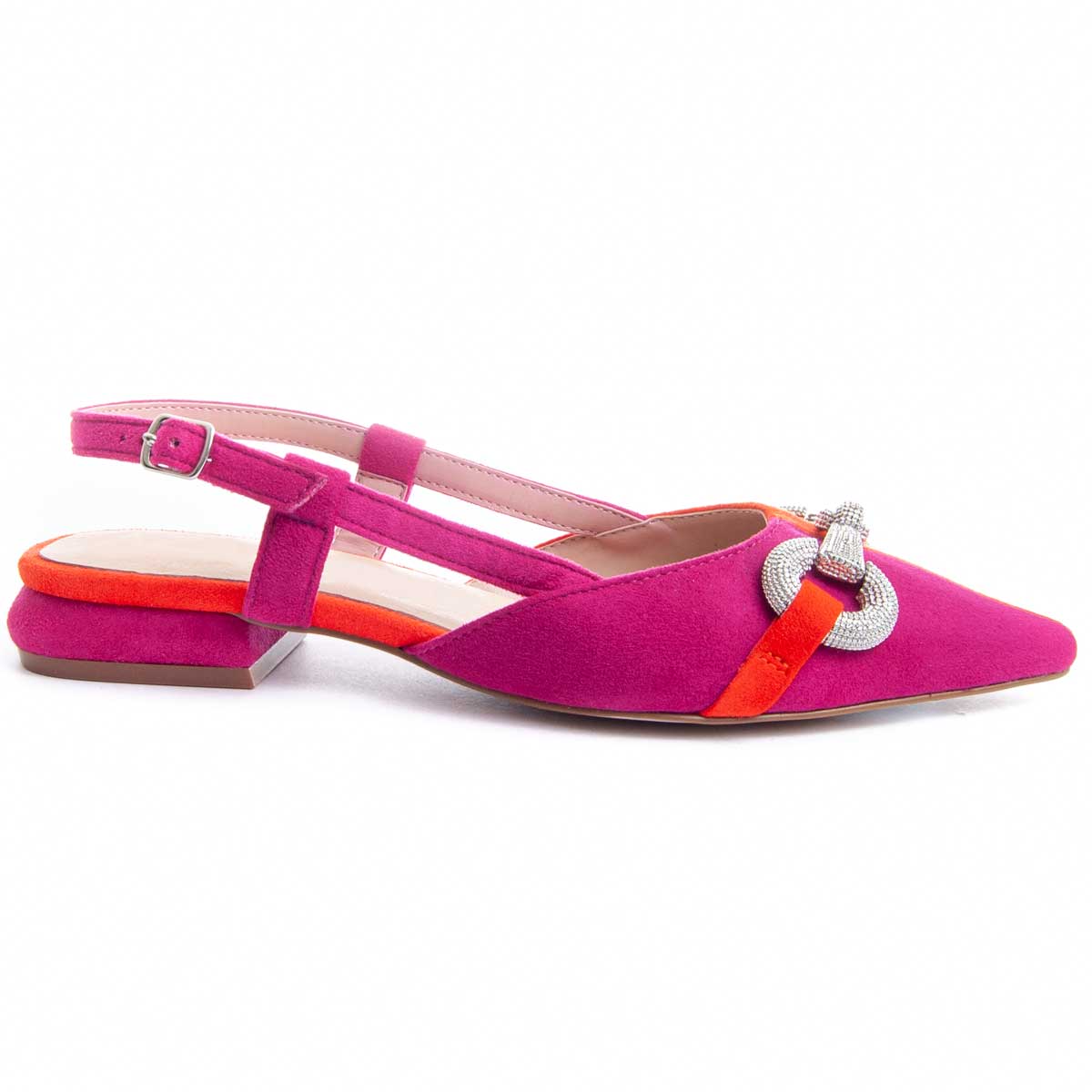 Spitze Slingback-Ballerinas mit Schnalle