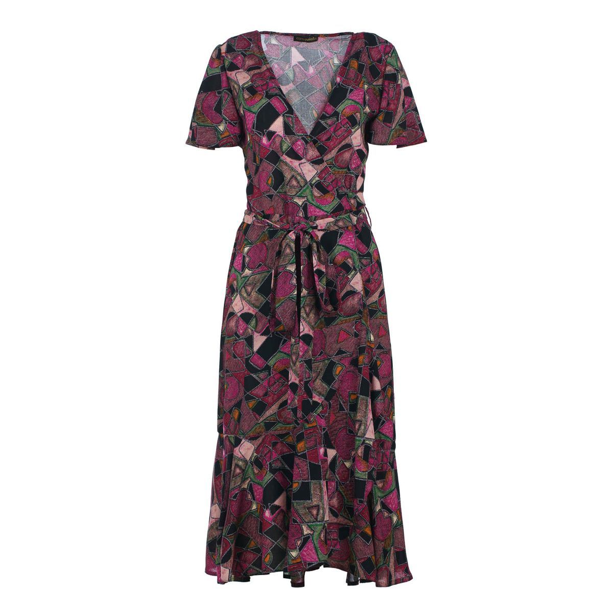 Midi-Wickelkleid mit geometrischem Muster