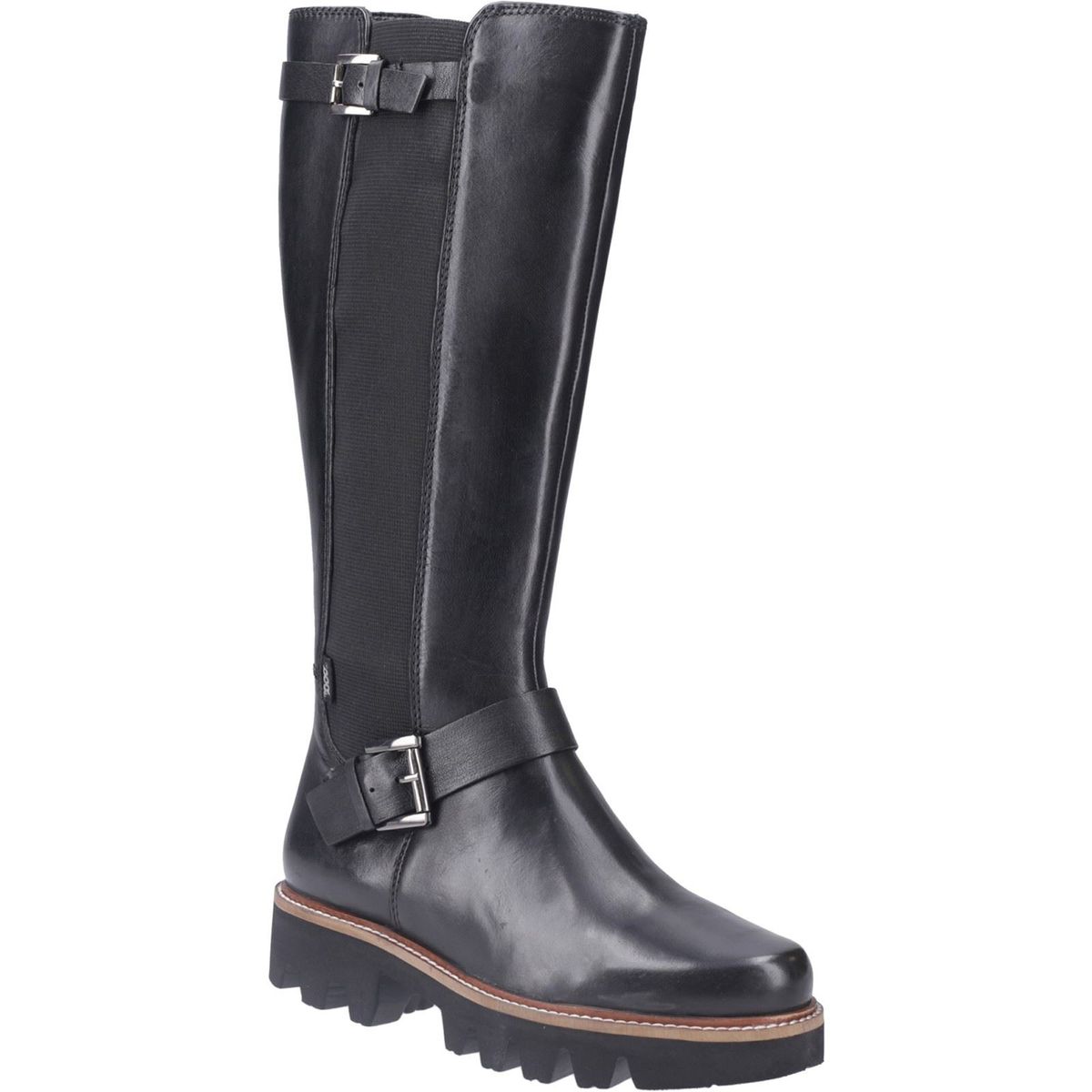 Kniehohe Lederstiefel mit Schnallen