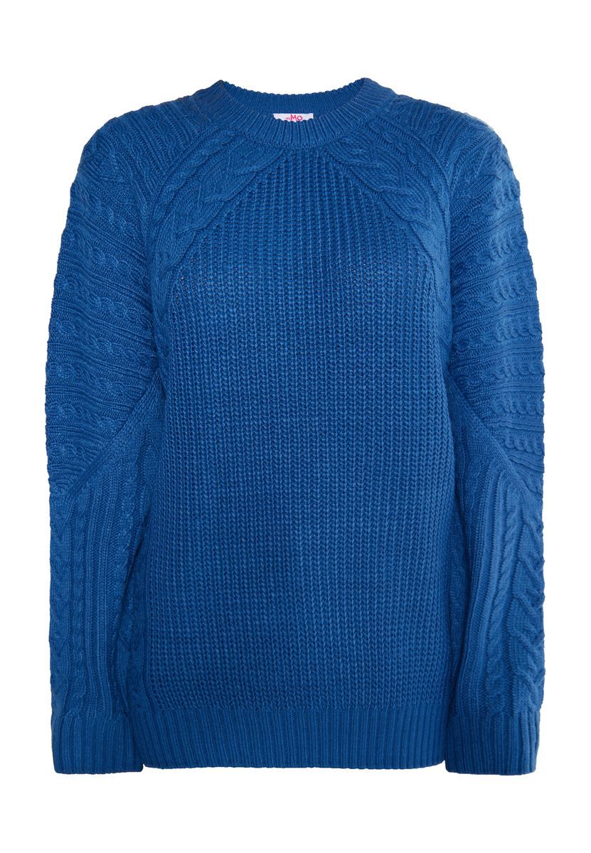 Zopfstrick-Pullover mit Raglanärmeln