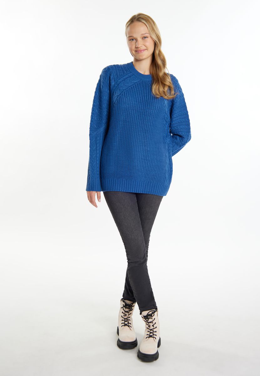 Zopfstrick-Pullover mit Raglanärmeln